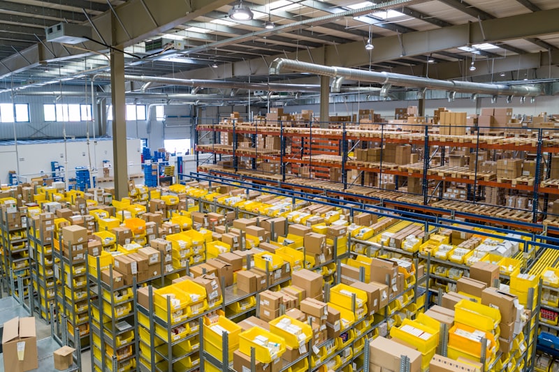 Modern warehouse facility with organized storage and inventory management